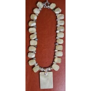 Lg Unique OoaK Genuine Green Prehnite 925 & Rutilated Quartz Necklace & Pendant